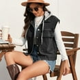 thumbnail image 5 of SWSMCLT Women's Hooded Denim Vest Washed Casual Jean Jackets w/ Detachable Hood Sleeveless Tank Top Loose Button Down Collar Fall Fashion Vest Pocket Travel Black X-Large, 5 of 5