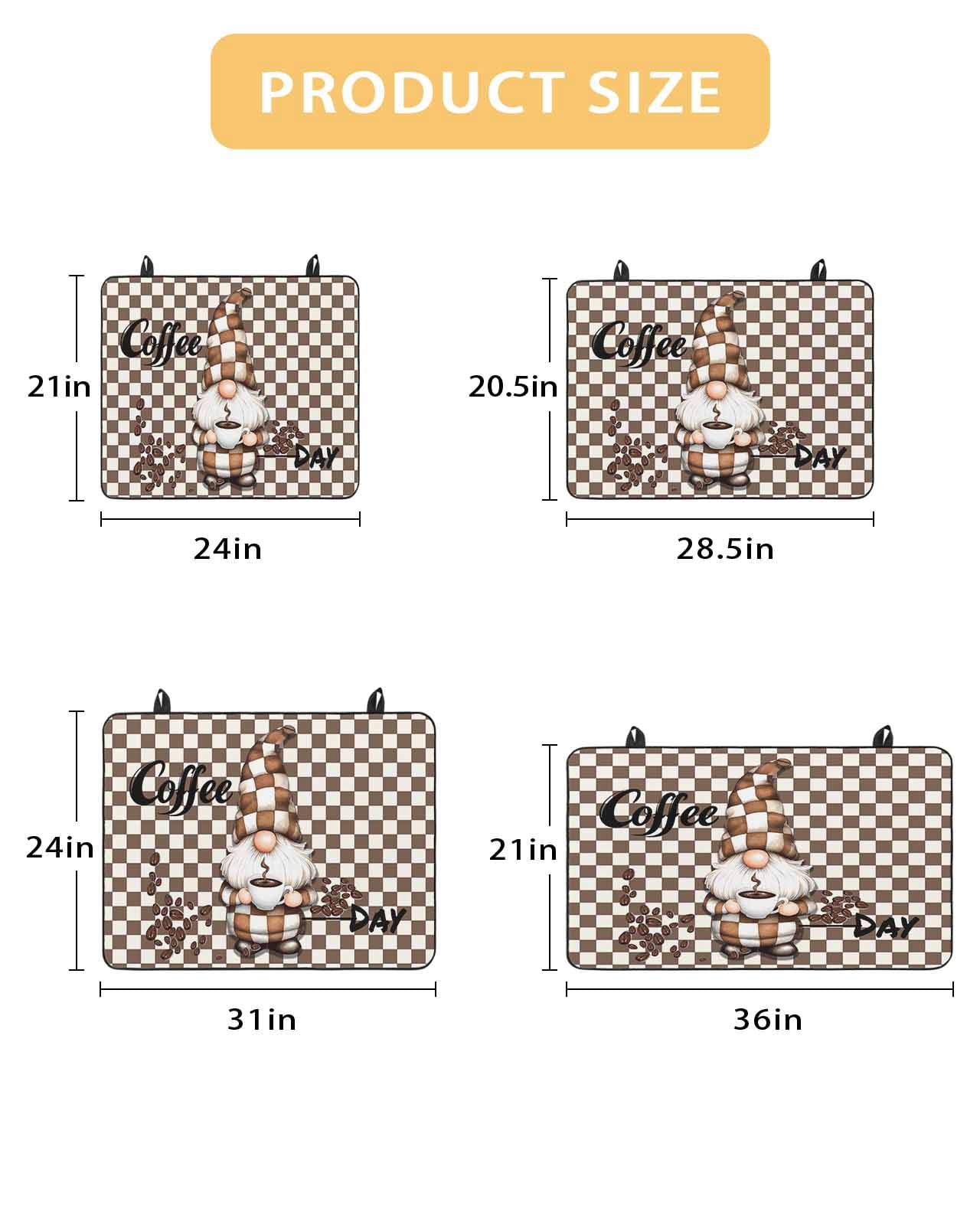 nqOlkjepod Large Induction Cooktop Protector Mat 24"x21", Brown Gnome Stove Top Covers for Electric Stove, Coffee Beans Vintage Plaid Abstract Stove Burner Cover Mats, Glass Top Stove Cover