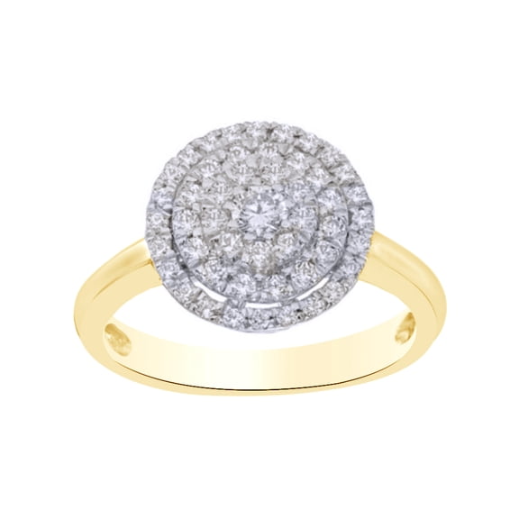 AFFY White Natural Diamond Layered Frame Ring In Solid Gold (0.5 Cttw)
