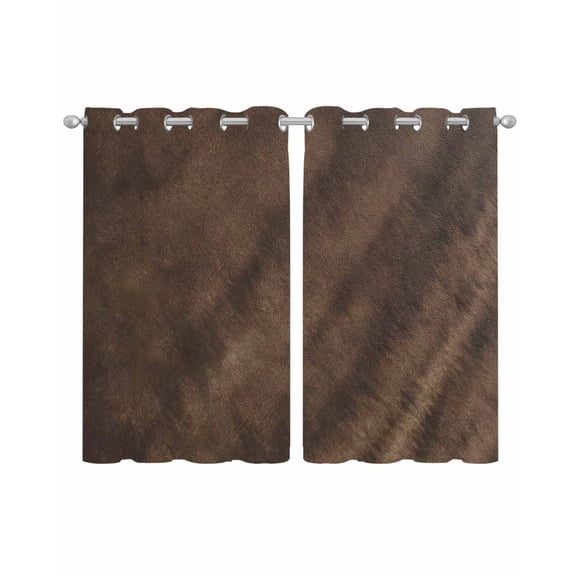 Rustic Wood Sheer Curtains 39 Inch Length 2 Panels Set for Living Room/Bedroom, Brown Wooden Planks Farmhouse Vintage Kitchen Curtains Grommet Semi-Sheer Curtains Drapes Window Treatments 27.5"x39"x2