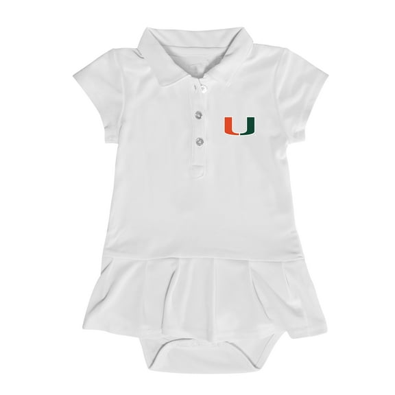 Girls Infant Garb White Miami Hurricanes Caroline Cap Sleeve Polo Dress