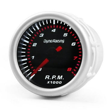 Kairuite 2'' 52mm Car White LED Tachometer Tacho Gauge Meter 0-8000 RPM Meter Black Face