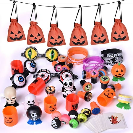 Halloween Party Supplies Toy Assortment Goody Bags for Kids' trick-or-treat Party Favor, Halloween Gifts 72Pcs F-188