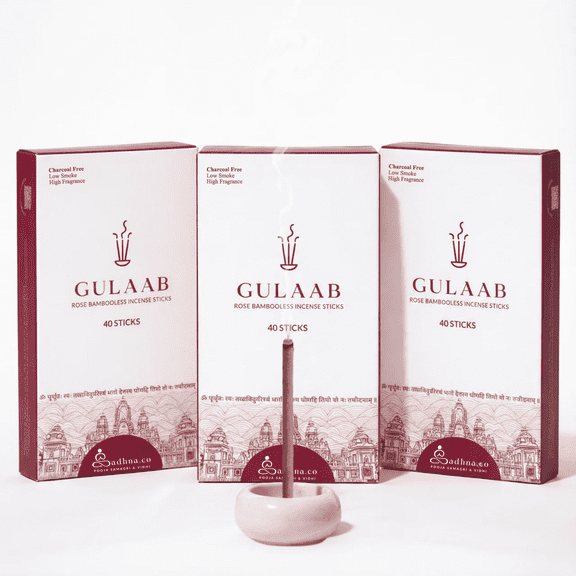 Sadhna.co Rose Bambooless Incense Sticks, Clean-Burning Natural Agarbatti, Pack of 120