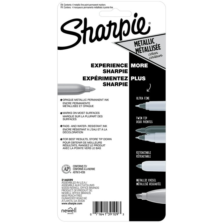 SAN39100, Sharpie® 39100 Metallic Fine Point Permanent Markers, Fine  Bullet Tip, Metallic Silver, Dozen