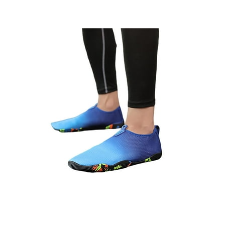 

Gomelly Unisex Water Shoes Slip On Aqua Socks Quick Dry Barefoot Lightweight Flats Surf Outdoor Trainers Drawstring Blue 10
