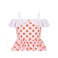 thumbnail image 4 of Robe Fille Bretelles Spaghetti Volant Asymétrique Robe Rouge à Pois 10 Ans, 4 of 6