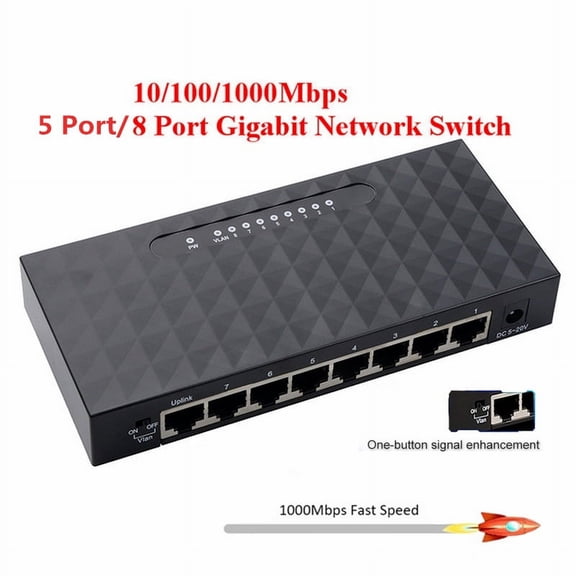 10/100/1000Mbps 5/8 Port Gigabit Network Switch Gigabit Ethernet Network Switcher RJ45 Lan Hub High Performance Ethernet USEU Plug