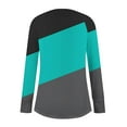thumbnail image 5 of UTSJKR Long Sleeve Shirts for Women Color Block Print Tops Dressy Casual Thumb Hole Tunic Tee Crewneck Blouses Blue M, 5 of 5