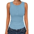 thumbnail image 4 of ANRABESS Summer Tops for Women Button Down Henley Ribbed Tank Tops Sleeveless V Neck T Shirts 2026 Dressy Casual Slim Fitted Basic Tee Tops Sky Blue M, 4 of 12
