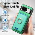 thumbnail image 6 of Case Designed for Google Pixel 7, Classic Business Anti-falling Detachable Magnetic Card Holder Bag Support Car Magnetic Mount with Finger Ring Kicktand Phone Case Cover - Green, 6 of 8