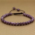 thumbnail image 2 of Bracelet Ajustable Unisexe en Perles Rondes de 6 mm en Lépidolite Naturelle de Grade A au Lithium Mica, 2 of 3