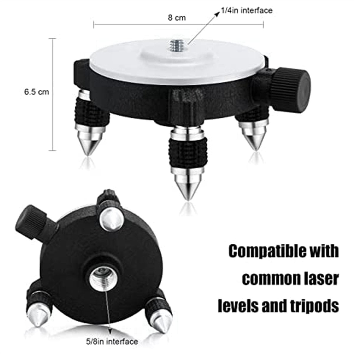 2X 360°Adjust Laser Level Adapter Rotating Base for Laser Level Tripod Connector Pivoting Base Fine Tuning Holder