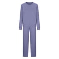 thumbnail image 3 of RYRJJ Macthing Lounge Sets for Women 2 Piece Outfits Sweatsuits Long Sleeve Crewneck Sweatshirt and Wide Leg Sweatpants Tracksuit(Purple,S), 3 of 4