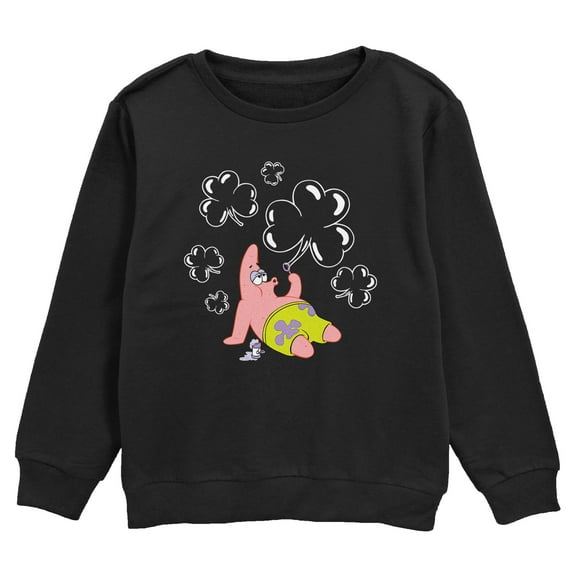 Boy's SpongeBob SquarePants Patrick Star Shamrock Bubbles Sweatshirt