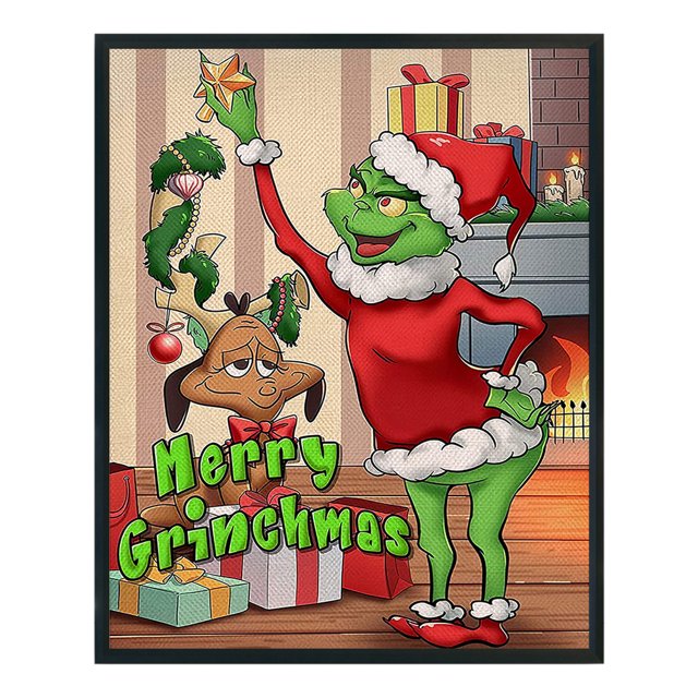 Cuadros Decorativos Bordado completo Hilo de algodón ecológico 11CT Contado El Grinch Kit de punto de cruz Artesanía Wdftyju embutido en tela
