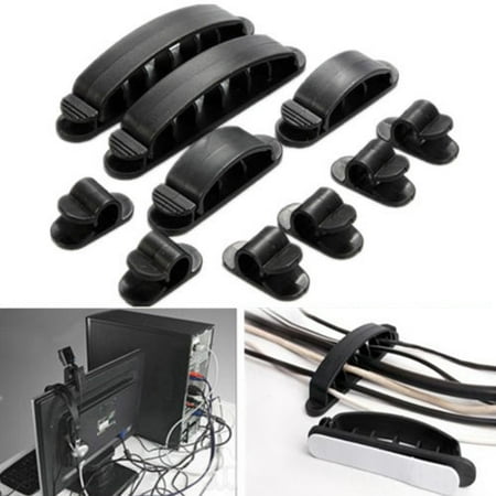 Cable Organizer - 10Pcs Plastic Wire Cable lineorganizer Cord Line Clips Ties Desktop Cable Organizers Fastener Holder, Color in Random
