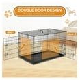 thumbnail image 2 of Dog Crate, 36 Inch Medium Wire Kennel with Divider Panel, Metal Cages with Double Door, Leak-Proof Pan Tray, Folding Portable for Indoor Outdoor Travel, 2 of 6