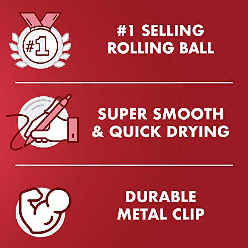 PILOT Precise V5 Stick Liquid Ink Rolling Ball Stick Pens, Extra Fine Point (0.5mm) Red Ink, 12-Pack (35336)