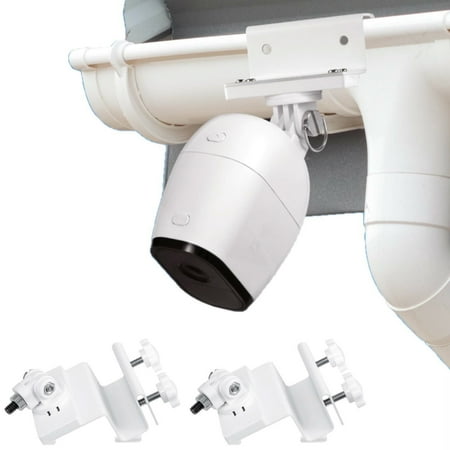Wasserstein Weatherproof Gutter Mount Compatible with Arlo Pro Pro 2 Pro 3 Pro 4 Ultra Ultra 2 HD Go Essential Security Camera (2 Pack White)