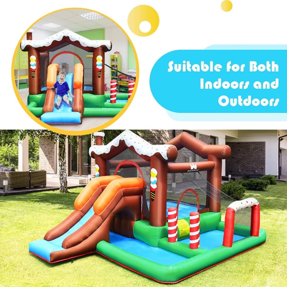 Aimee Lii Outdoor Indoor Inflatable Kids Bounce House with 480W Air Blower, Playhouse for Kids Outdoor