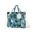 thumbnail image 7 of FORMRS Womens Corduroy Tote Bag Crossbody Shoulder Handbag with Pocket, Light Blue Geometric Pattern, 7 of 7