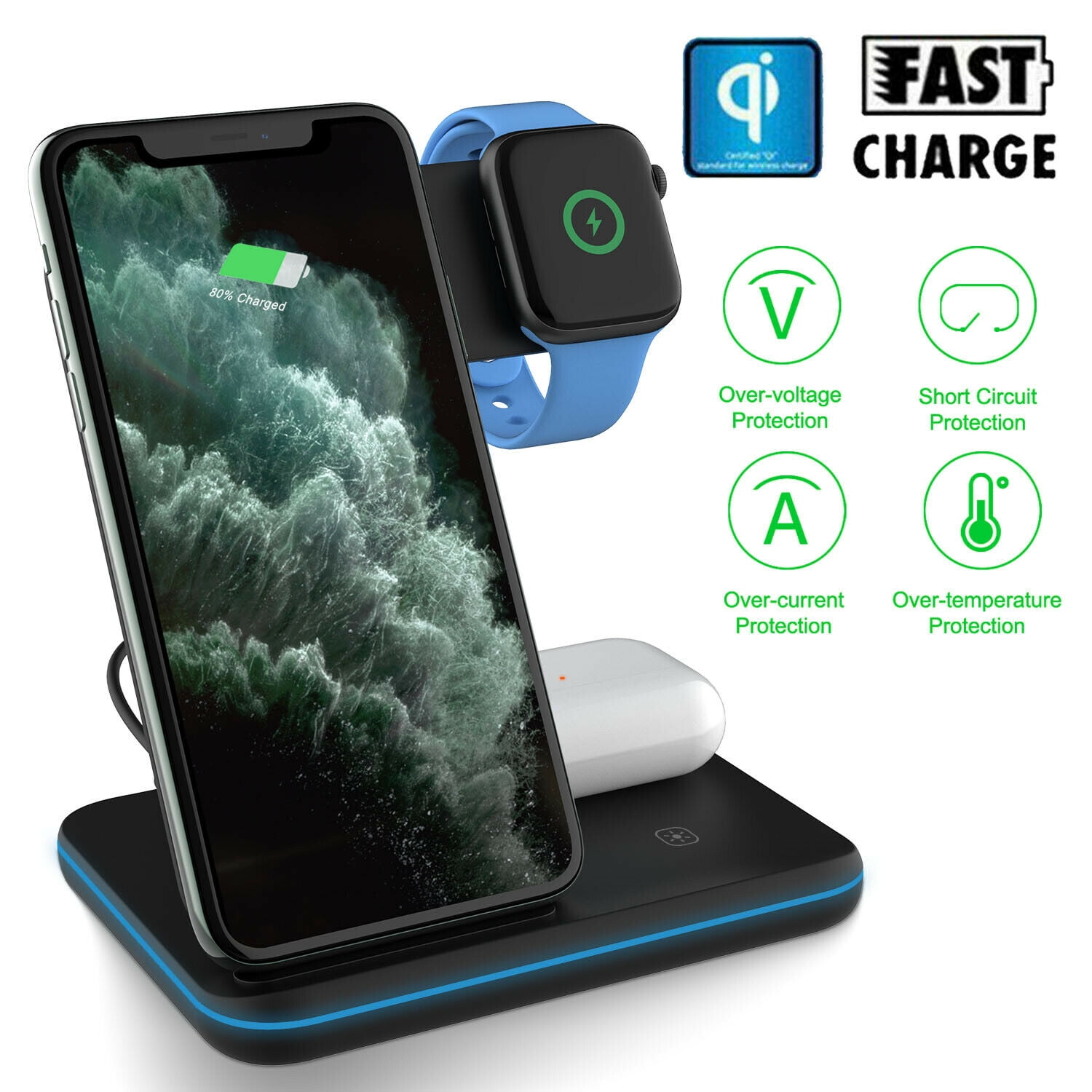 3 in 1 Charging Stand Compatible with iWatch Series 5/4/3/2/1, AirPods and  iPhone Xs/X Max/XR/X/8/8Plus/7/7 Plus /6S /6S Plus - Walmart.com