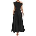 thumbnail image 1 of Vestido largo ZESICA Summer 2025 con un solo hombro, negro, 1 of 6