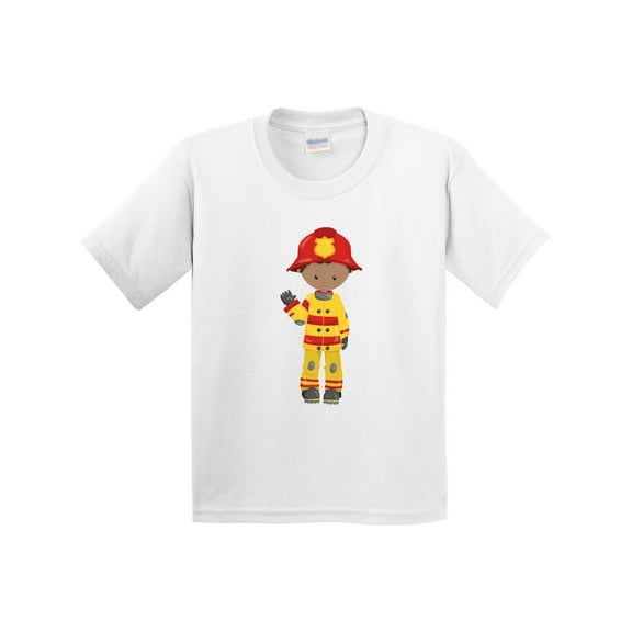 Inktastic African American Boy, Fireman, Firefighter, Helmet Youth T-Shirt