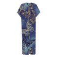 thumbnail image 4 of SMihono Robe Maxi Bohème d'Été pour Femmes Grande Taille Robe Maxi pour Femmes Plage Vacances Décontractée Ample Longue Robe Manches Courtes Robes d'Été avec Fente Robe Évasée de Plage, 4 of 5