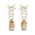 thumbnail image 5 of BLISSFUL STEP Lace Up Platform Wedge Heel Strappy Sandals for Women Nude 6, 5 of 6