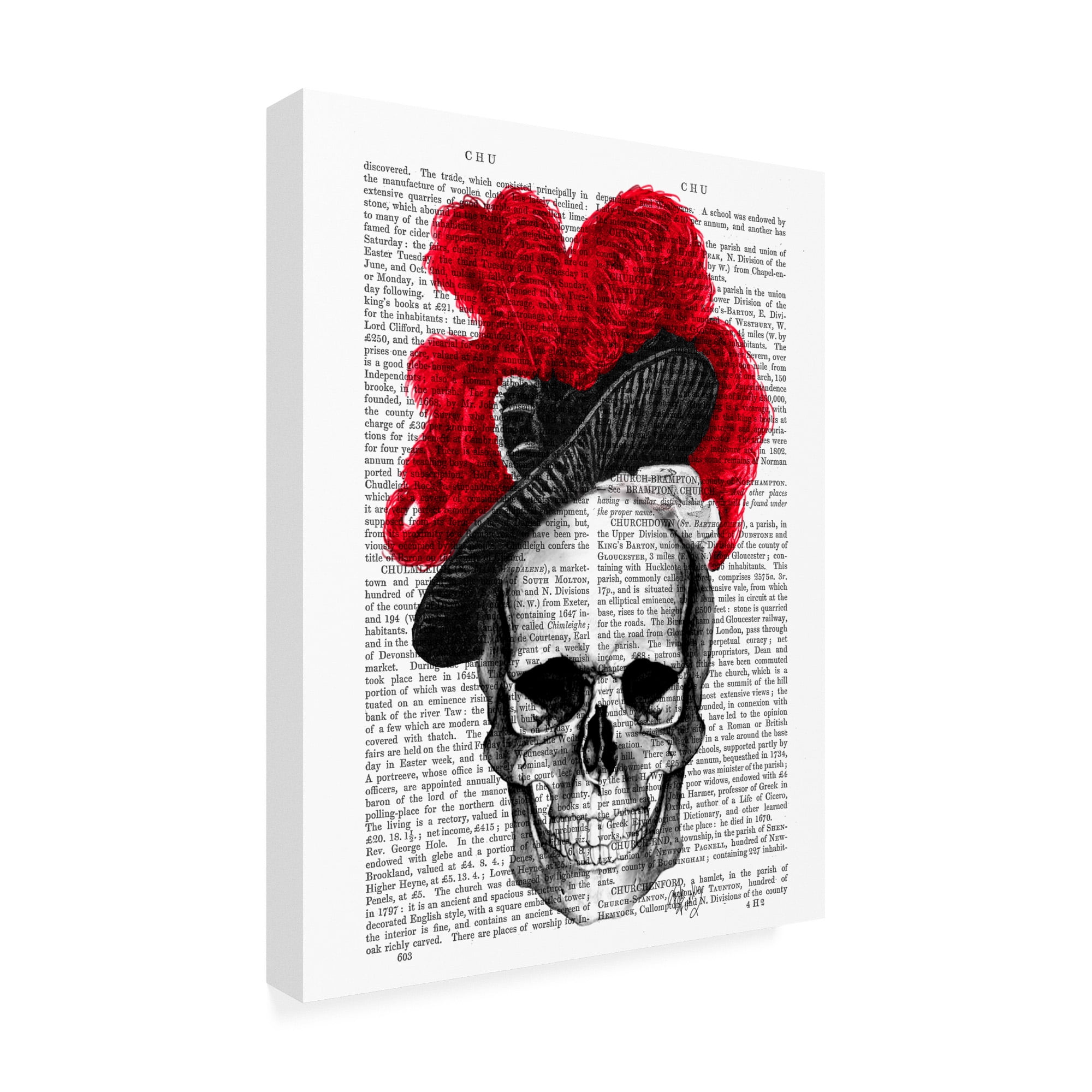 Trademark Fine Art 'Skull with Red Hat' Canvas Art by Fab Funky