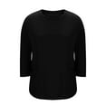 thumbnail image 5 of Women's 3/4 Length Sleeve Tops Oversized Crewneck Shirts with 2 Pockets Loose Fit Casual Blouses Solid Color Trendy Shirts Fashion Tees Spring Summer Outfits 2026 Black XXXXXL, 5 of 7