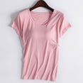 thumbnail image 2 of Women's Sleepwear Short Sleeve T-Shirt Pajamas with Built-In Bra Cup Comfortable Nightwear Soft Vest Top Sleepshirts for Women Nightgown Comfy Sleepwear, 2 of 3