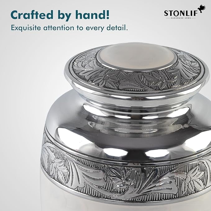 STONLIF Angel Wings Cremation Urns for Human Ashes Adult Female, Male - Decorative Urn for Home, Burial or Funeral - Cremation Urns for Women and Men - White, Angel Wings, large