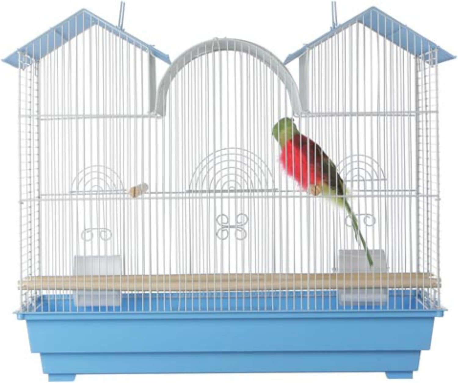 NIUMU Prevue Hendryx SP1804TR-2 Triple Roof Bird Cage, Teal and White, 1/2"
