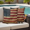 thumbnail image 5 of Independence Day Pillow Covers 2 Pack Retro American Flag Blue Star Red White Stripe Pillowcase Waterproof Outdoor Throw Pillow Cover for Patio Garden Square Cushion 16”x16”, 5 of 9