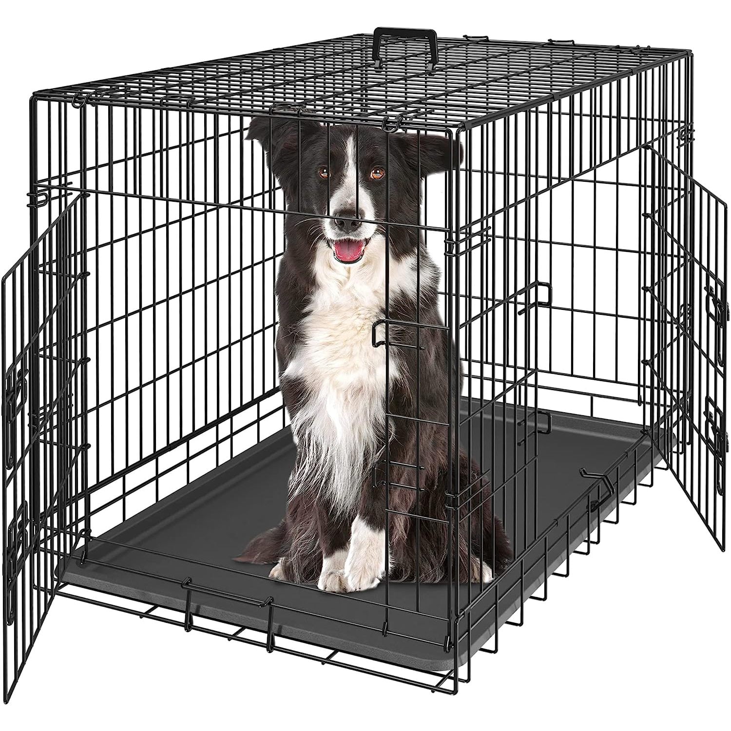 Bilot 36 inch Dog Crate Double Door Folding Metal Dog or Pet Crate