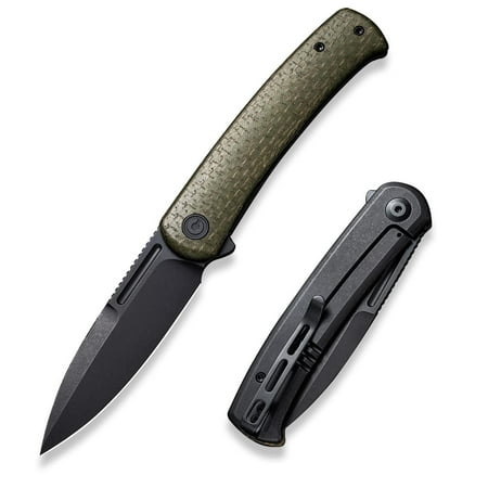 CIVIVI Cetos Folding Knife 3.48-in 14C28N Blade Spear Point with Coarse Micarta Scale Flipper Knife Frame Lock C21025B-3