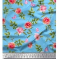 thumbnail image 1 of Soimoi Poly Georgette Fabric Leaves,Rose & Peony Floral Print Fabric by Yard 42 Inch Wide, 1 of 3