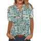 thumbnail image 1 of VISgogo Blusa Femenina, Patrones Estampados Camisa de Manga Corta Tops Casuales con Botones para Primavera Verano, S/M/L/XL/XXL VISgogo  moda, 1 of 2