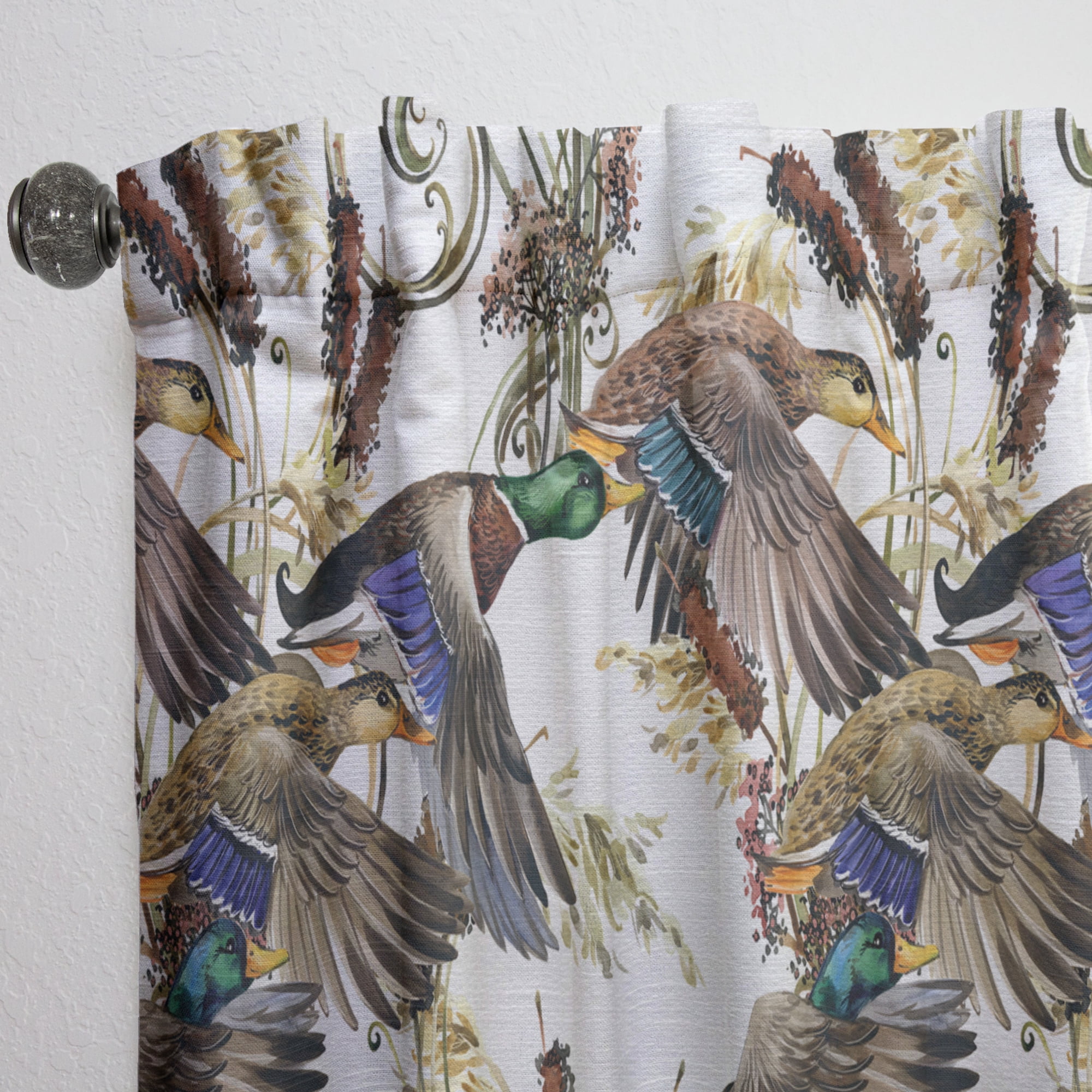 Designart 'Illustration Of Colored Duck On White' Animals Curtain Panel