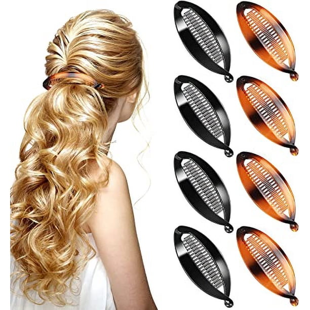 Negro, Color Café Negro, Pinzas de Plátano, 8 Piezas Pinzas para el Cabello de Pez Plátano para Deportes, Vida Diaria, Trabajo y Pinzas para el Cabello con Forma de Pez para Accesorios para el Cabello
