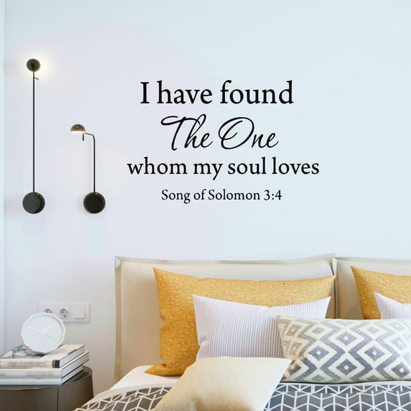 I Have Found the One Whom My Soul Loves Wall Decal Bible Wall Art Stickers Song of Solomon - VWAQ-2786 (Black 14"H X 22"W)