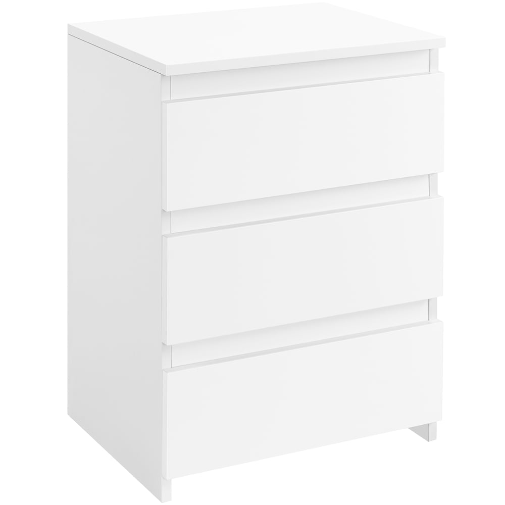 Yaheetech Vertical Wooden Nightstand with 3 Drawers for Bedroom, White