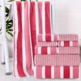 thumbnail image 4 of 8 Piece Bath Towel Set, Super Absorbent and Quick Dry Velvet Towels with Hanging Loop, Soft Stripe Washcloth and Hand Towel Set for Bathroom, Spa, Guest, Blue, 4 of 7