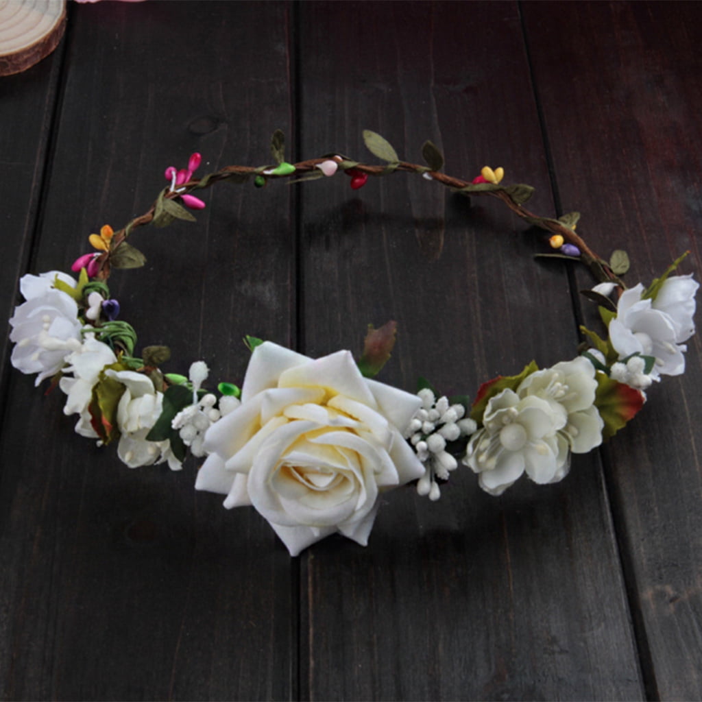 HeroNeo Wedding Flower Hair Garland Crown Headband Floral Rose Hairband