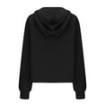 thumbnail image 5 of IROINNID Savings Hoodie for Women Solid Casual Pullover Loose Long Sleeve Fall Basic Tops with Zipper Pocket,Black, 5 of 6