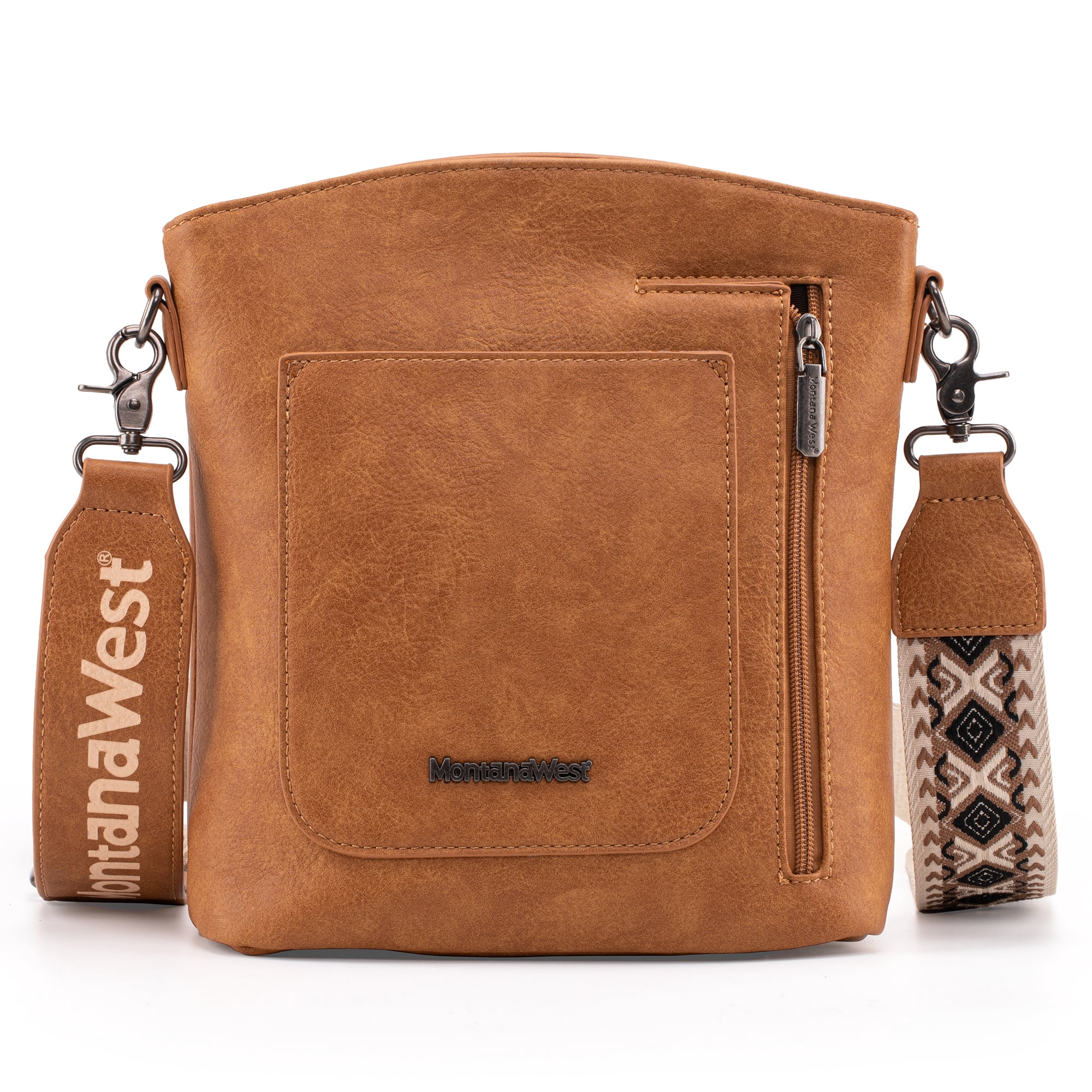 Montana West Crossbody Purses and Handbags for Women Double Compartments Cross Body Bag with Adjustable Strap, Brown