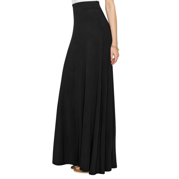 Made by Johnny Women's Solid Maxi Skirt with Elastic Waist Band M BLACK